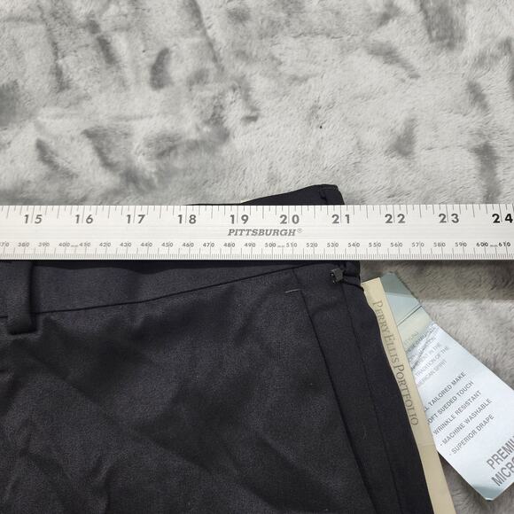 NEW Perry Ellis Portfolio Pants Mens 42/30 Black Sueded Microfiber Flat Front - Picture 9 of 14